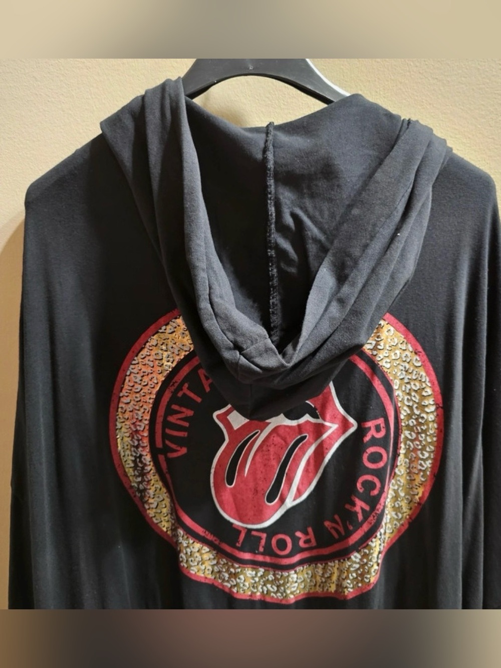 Marisima Italy Black Vintage Rock N Roll Hooded Duster Cardigan NWT OS - Picture 8 of 11